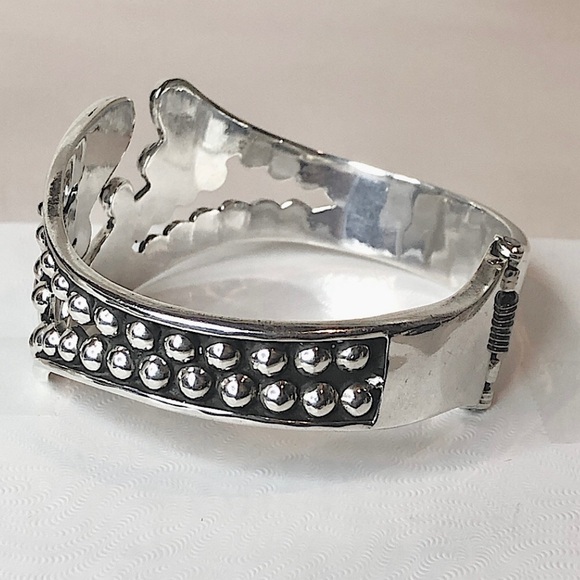 TAXCO Sterling Silver Hinge Bangle Cuff Art Deco Style MINT CONDITION - Picture 7 of 17